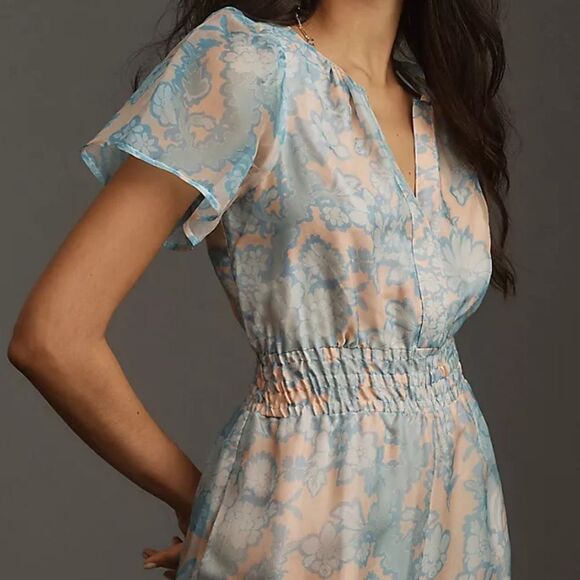 Anthropologie The Somerset Floral Print Jumpsuit Silk Organza Edition - Picture 2 of 7